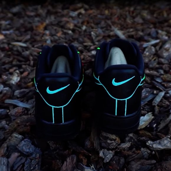 Nike Air Force 1 Black Neon Outline Custom Shoes Blue Green Yellow Pink All Size main image 6